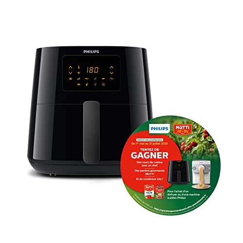飞利浦 Essential Airfryer XL - 6.2 升,带 Wi-Fi 的无油空气炸锅、Rapid Air 技术、触摸屏、NutriU 应用程序食谱 (HD9280/90)