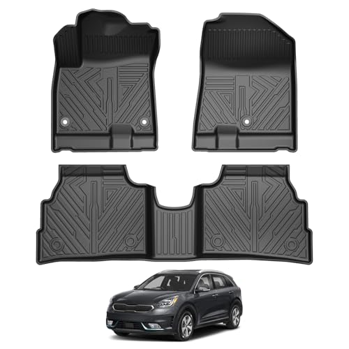 Falafa Tapetes de chão adequados para Kia NIRO EV 2019-2022 (não para HEV e PHEV), revestimentos de piso de proteção para todos os climas TPE 1ª e 2ª fileiras NIRO EV 2019 2020 2021 2022 acessórios
