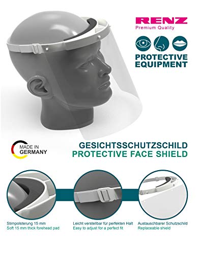 Renz PPE - Protective Face Shield (1x Head Strap and 1x Face Shield) EN 166 Certified