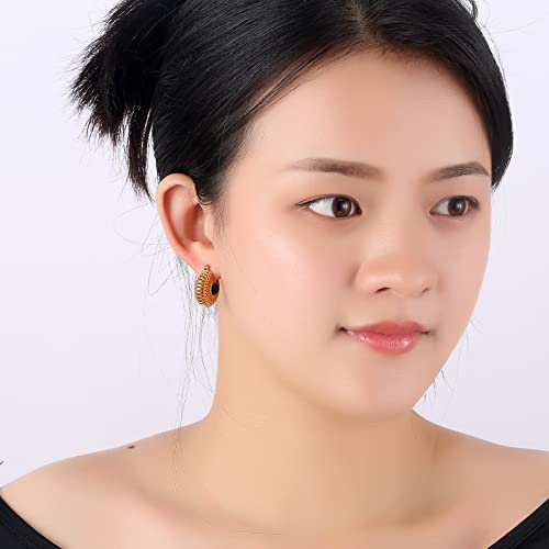 18K Gold Plated Hoop Earrings - 925 Sterling Silver Ear Buckles，Hollow Ball With Red Green Zircon Gemstone Earrings For Women… (18K Gold Color) #TOP6