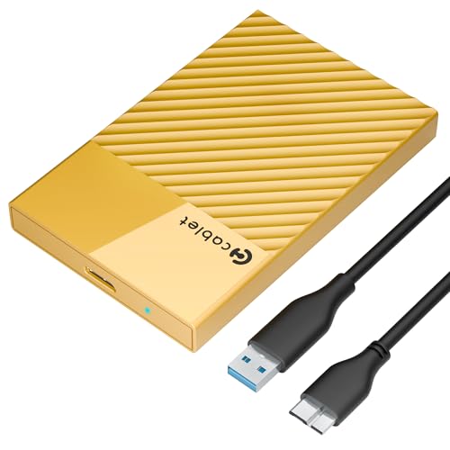 Image of Cablet 2.5 Inch SATA USB 3.0 HDD /SSD Portable External Enclosure for 7mm and 9.5mm, Tool-Free Design, Supports UASP Max 6TB (HD2577-U3-YL)