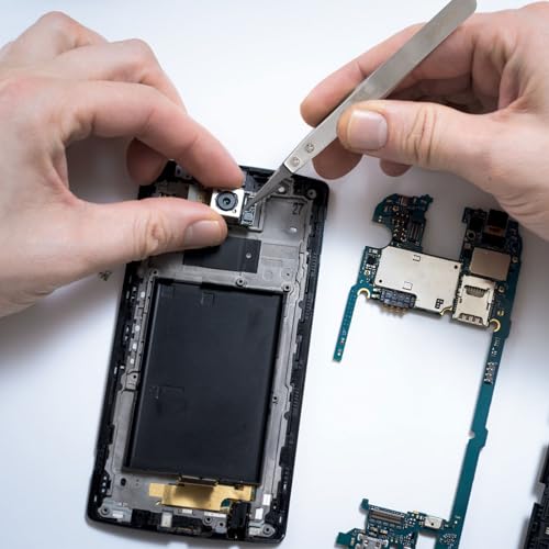 WANDIC Antistatische Pinzette, Set mit 8 Kunststoffspitzen, ESD-Edelstahl, Präzisionspinzetten für Elektronik, Labor, Schmuck und Handwerk