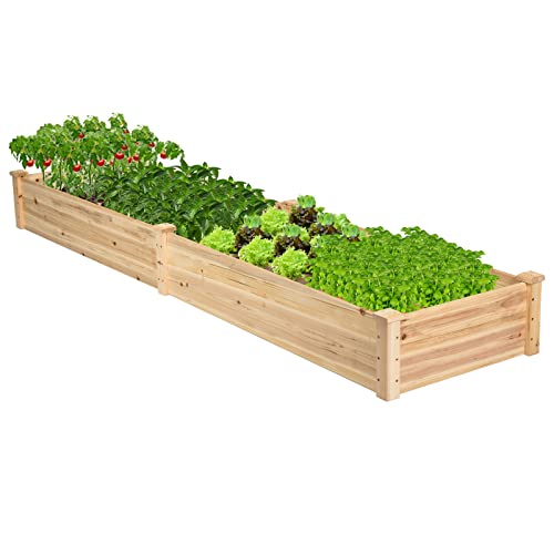 COSTWAY Raised Garden Bed, Wooden Planter Box Stand for Vegetables, Fruits, Herbs, Flowers, Garden Planting Bed Kit for Outdoor, Backyard, Patio, Lawn, 91' x 24' x 9'