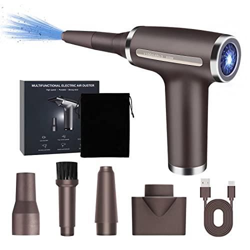 Compressed Air Duster, Cordless, Rechargeable, Powerful 120000RPM, Low Noise Electric Canned Air for Computer Keyboard Cleaner and Drying