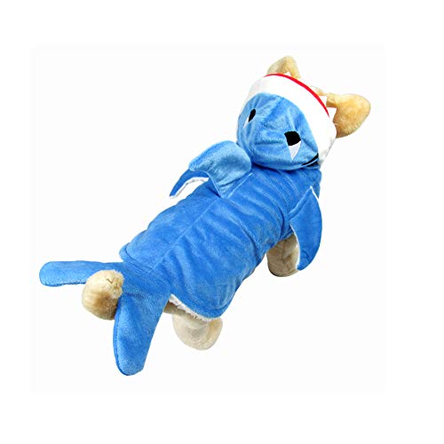 HONGBI Hundekostüm Hai-Kostüm Warme Mantel süßes Haustier Hoodie Kleidung für Katzen und Hunde Halloween Urlaub Kostüm für Blau XL