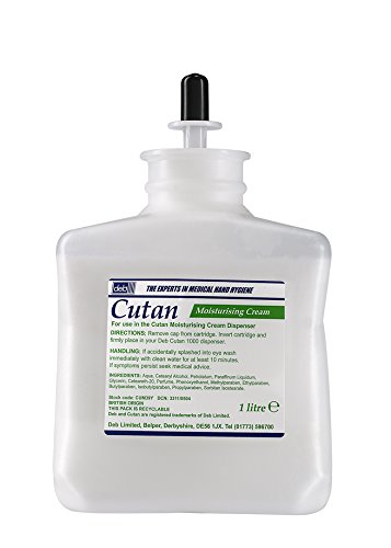 Deb D5849 Cutan Moisturising Cream, 1L, White, Pack of 6