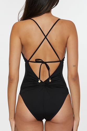 Trina Turk Women's Monaco Twist One Piece Swimsuit, Adjustable, Tie Back, Bathing Suits4