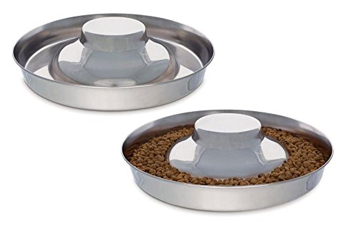 One Stainless Steel Multi Puppy Pan Litter Feeder Dish Dog Bowl Saucer Choose Size (14 1/2 Inch - 100oz)