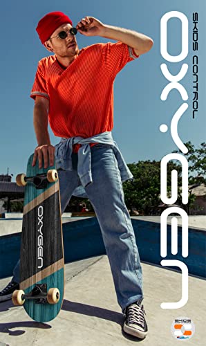 Skateboard Cruiser 27,5 x 8 SKIDS Control Oxygen, 70CM X 20CM, Blue-Black-Wood