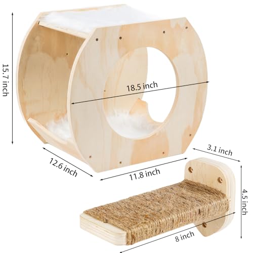 Estantería de pared para gatos 3 pasos con cama cubierta de felpa miniatura 2