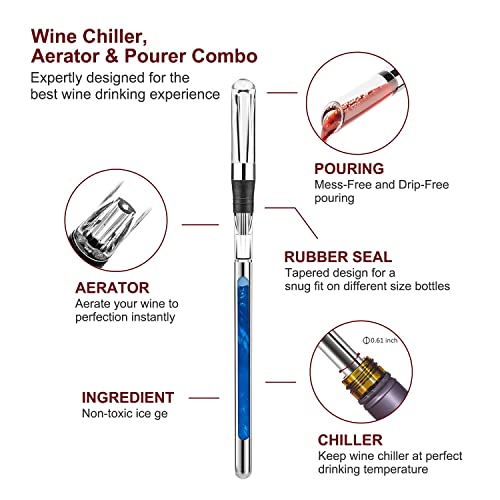 Foto von Weinkühlstab Weinbelüfter Weinliebhaber Geschenke, Belüften Ausgießer und Dekantierausgießer, Weinzubehör Geschenk-Set für Weinliebhaber Mann Frauen