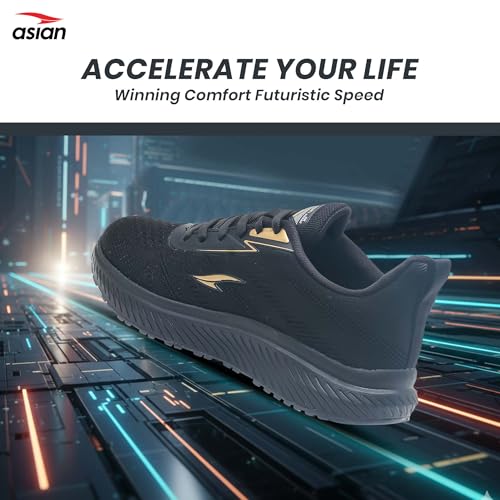 Image of ASIAN Raftaar-18 Sports Shoes for Men | Stylish Knit Mesh Shoes with Memory Foam | Responsive Sole Grip for Running, Gym, Training