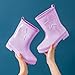 Youth Rain Boots Fashion Wide Width Waterproof Non-Slip Rainboots Boys Girls Lightweight Rubber Star Print Outdoor Mud Shoes (Purple, 4 Big Kids)