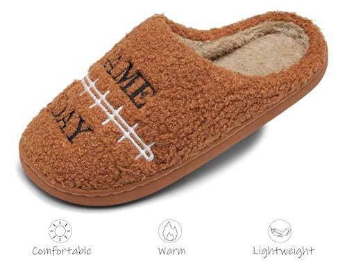 INMINPIN Women Men Ball Sports Slippers Soft Curly Plush House Shoes Cozy Bedroom Slippers Indoor Outdoor with Non Slip Sole for Sports Fan3