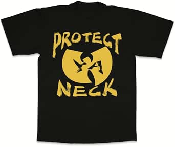 Wu-Tang Clan Protect Ya Neck T-Shirt, Black with Gold Logo Design, Hip-Hop Graphic Tee