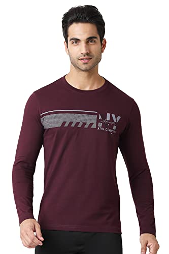 Image of Van Heusen Men Athleisure Regular Fit T-Shirt - Cotton Rich - Crew Neck, Long Sleeve, Printed