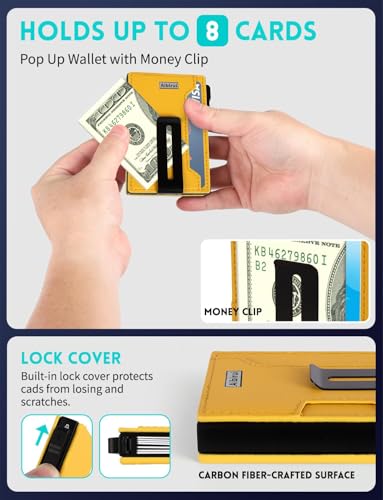 Image of Wallet for men,Magsafe Wallet with Money Clip,Ridge Wallets for Men | Magnetic wallet for iPhone 17 /16 /15 /14 /13 /12 Series,Card Holder(8 Cards & Bills), Aluminum & Microfiber Leather,Yellow