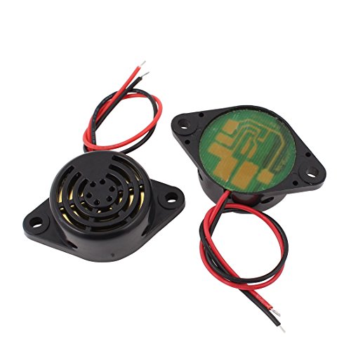 uxcell 2 Pcs DC 3-24V 12V 2-Wired Continuous Active Electronic Buzzer Alarm Black