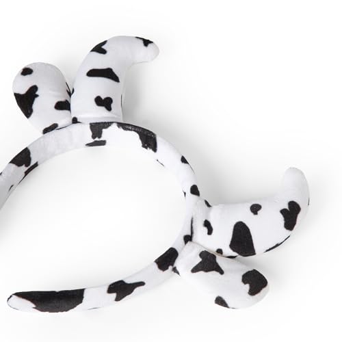 Image of Radhu & Kabby Cow Horn Headband | Soft Plush Cow Print with Cute Ears & Horns | Fun Party, Costume & Festive Accessory for Women & Kids | Comfortable & Lightweight | Pack of 1