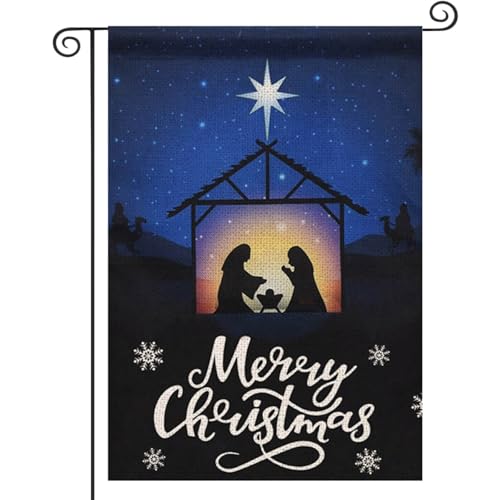 YAHAZORR Christmas Garden flags 12x18 Double Sided Christmas Begins with