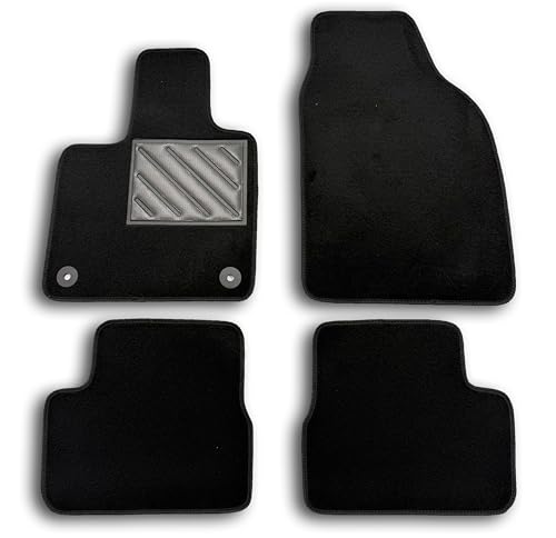 Tapis pour Fiat 500-e Electric sur mesure noir avec boutons d'ancrage fixes