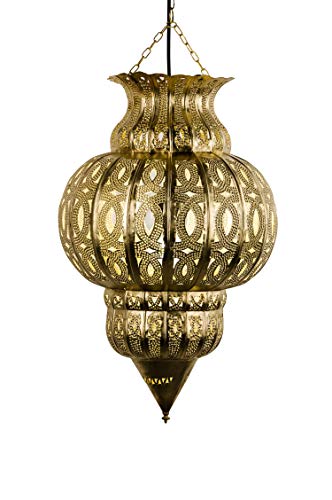 Orientalische Lampe Pendelleuchte Gold Isfahan 50cm E27 Lampenfassung | Marokkanische Design Hängeleuchte Leuchte aus… – Bild 3