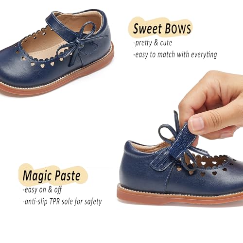 Image of GINFIVE Toddler Girls Dress Shoes Little Kids Flats School Mary Janes Shoes