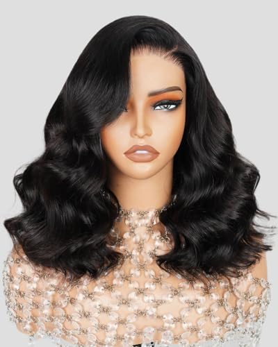 MegaLook 5x6 Ready to Go Closure Wig Human Hair 12A Salon-Quality Glueless Wig Human Hair 220% Density Pre Plucked Bleached Tiny Knots 16 Inch