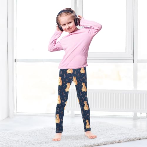 Leaf Capybara Animals Girls Casual Leggings for Kids Printed Long Pant Bottoms Stretch and Soft4