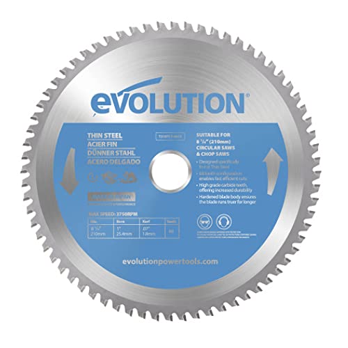 Evolution T210TCT-68CS Steel Blade End TCT 210mm 68 Teeth Bore 25.4mm for Circular Saw