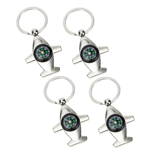 Set 4 piezas brújula llavero metálico para camping miniatura 1