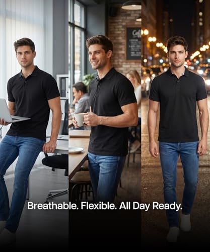 Image of AWG ALL WEATHER GEAR 100% Cotton Polo T Shirt for Men | Soft & Breathable Fabric | Regular Fit | Half Sleeve Polo Collar T Shirt | Casual & Office Wear | Comfortable & Durable Mens Polo T Shirt
