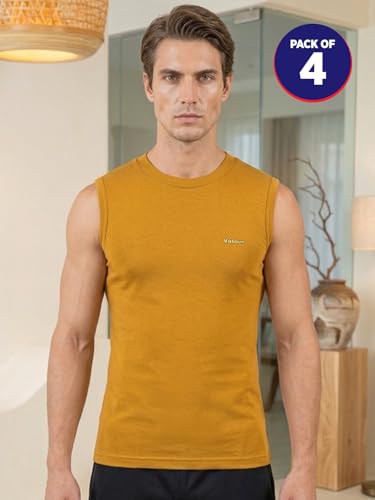 Image of Lux Cozi Men's Cotton Modern Fit Vest (Pack of 4) (Color & Prints May Vary)