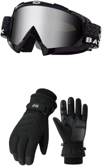 Winter Ski Snow Gloves for Men Women Youth Touchscreen Waterproof Cold Weather Hand Warming Gloves Winter Work Ski Goggles Anti-Fog UV Protection OTG Snow Goggle Snowboard