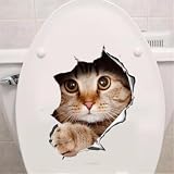 Witzige Katzen-/Hunde-Toilettenaufkleber, wasserdicht, Wandkunst, Aufkleber, abnehmbar, Badezimmer-Dekoration, WC-Deckelaufkleber