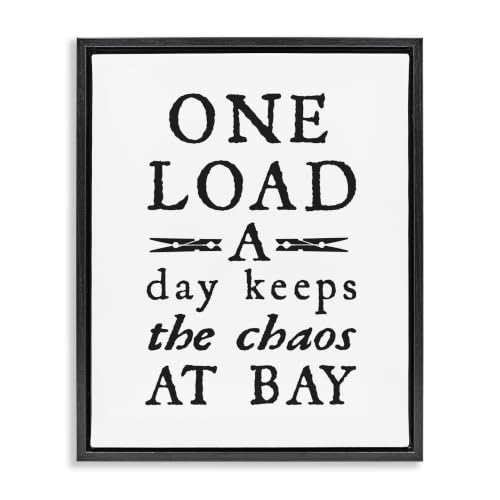 'Laundry Clothespin Distressed Text Phrase Sign'| Floating Frame Canvas Art