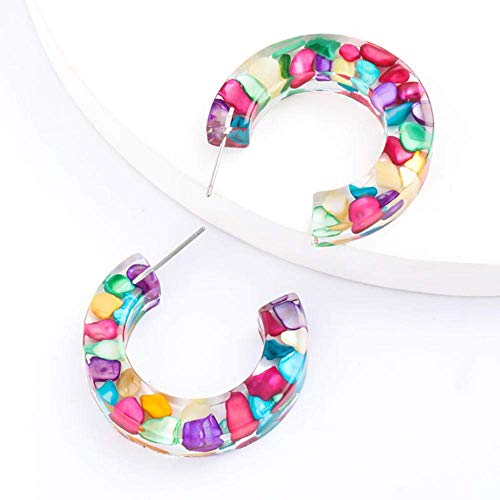 Boucles d'oreilles pendantes acétate effet pierre de couleur luxe - 2