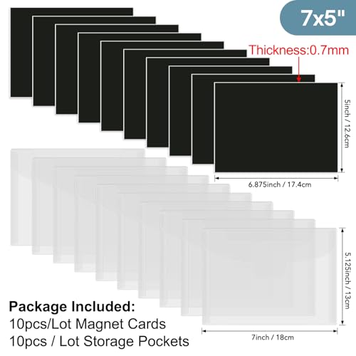 Image of 30Pcs /Set Magnetic Sheets for Dies Storage Stamp and Die Storage Pockets Die Cut Storage Multi-Function Magnetic Storage Cards Set with Label Stickers for Card Making Supplies (0.7 mm Thickness