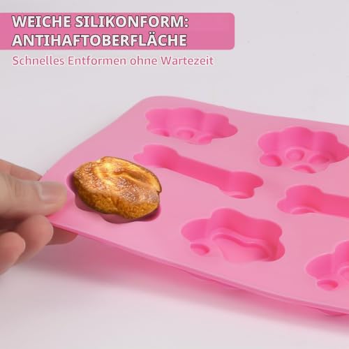 Luxoraiova 2 Stück Backmatte Hundekekse, Backmatten für Hundeleckerlies Set, Silikon Backform Hundekekse, Wiederverwendbare Bakeware Maker für Schokolade, Süßigkeiten, Gelee, Eiswürfel, Hund Behandelt