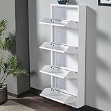 Kuffe Schuhschrank Metall Schuhregal Schmal Hoch Schuhkipper mit Magnet Klappen aus Pflegeleichtem Metall Montiert Schuhschrank und Wandmontage (4 Klappen, Weiß)