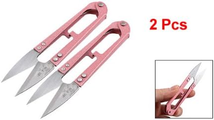 uxcell Dark Pink Grip Thread Clip Tailor Yarn Spring Scissors Cutter 2 Pieces