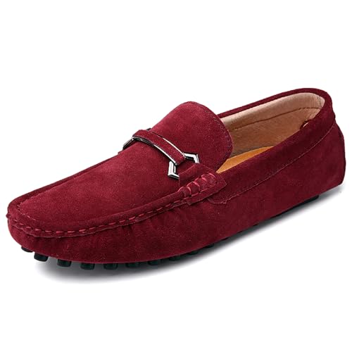 FLIOZY Men's Suede Slip-On Loafers with Metal Buckle | Round Toe Casual Shoes | Microfiber Lining & Comfort Driving Design2