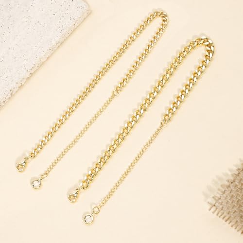 Image of Anklets for Women 14K Gold Plated Ankle Bracelets Waterproof Layered Cuban Link Chain Anklets Set Adjustable Summer Beach Vacation Travel Jewelry