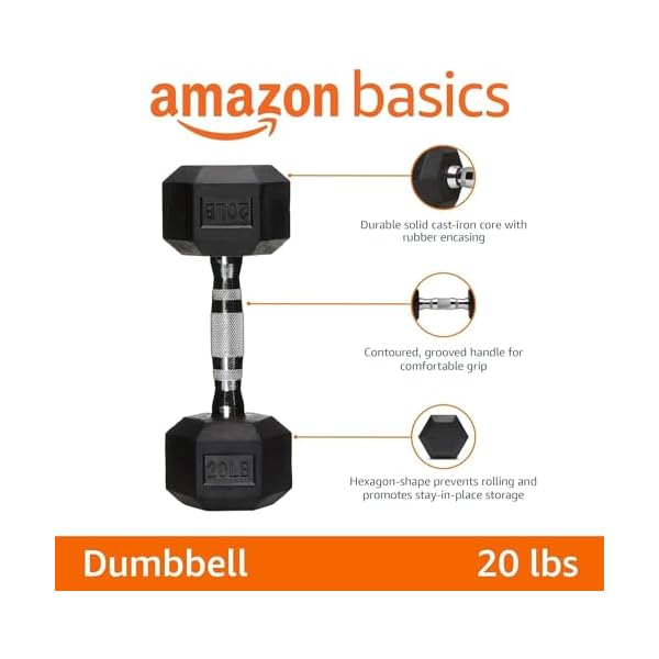 Amazon Basics Rubber Hex Dumbbell Hand Weight 2 Amazon Basics Rubber Hex Dumbbell Hand Weight - Image 2