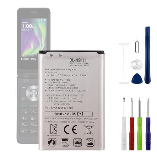 LNANMUXI BL-49H1H 3.8V 1470mAh Battery, Compatible with Verizon LG Exalt LTE Wine LTE VN220/UN220,Comes with a Battery Installation Tool