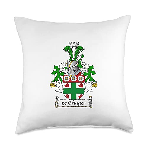 Family Crest and Coat of Arms clothes and gifts De Gruyter Coat of Arms - Family Crest Throw Pillow, 18x18, Multicolor