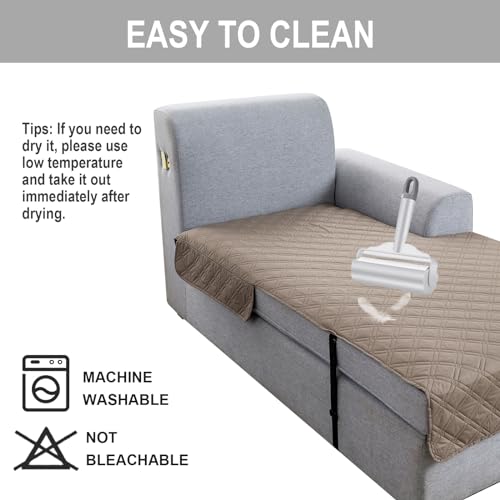 Image of Genina L Shape Couch Cover, Sectional Couch Chaise Covers, Waterproof Washable Sofa Covers for Left L Shape Chaise Lounge, Anti-Slip Sofa Slipcovers for Dogs Cats Pet Friendly(Taupe)