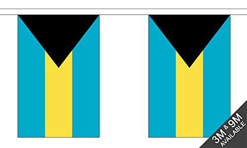 Flagtex Bahamas Fabric Bunting โ 9m with 30 Flags โ Fabric for Indoor & Outdoor Use โ String Flags Banners Bahamian Caribbean Atlantic Island โ image 1
