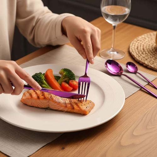 Image of Slim Handle Pink 30 Pcs Stainless Steel Cutlery Set for Dining Table, Dishwasher Safe Glossy Flatware (6 Spoon Set+6 Forks Set+6 Butter Knife+6 Dessert Spoon+ 6 Fruit Fork)