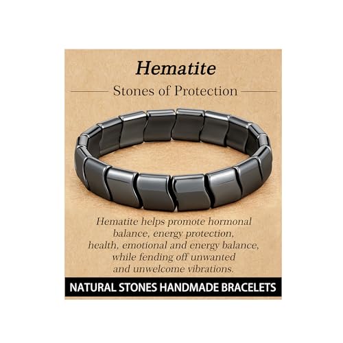 HEYOLL Hematite Bracelet Men Natural...